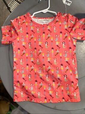 Girls' Pink Mermaid Rash Guard Swim Shirt